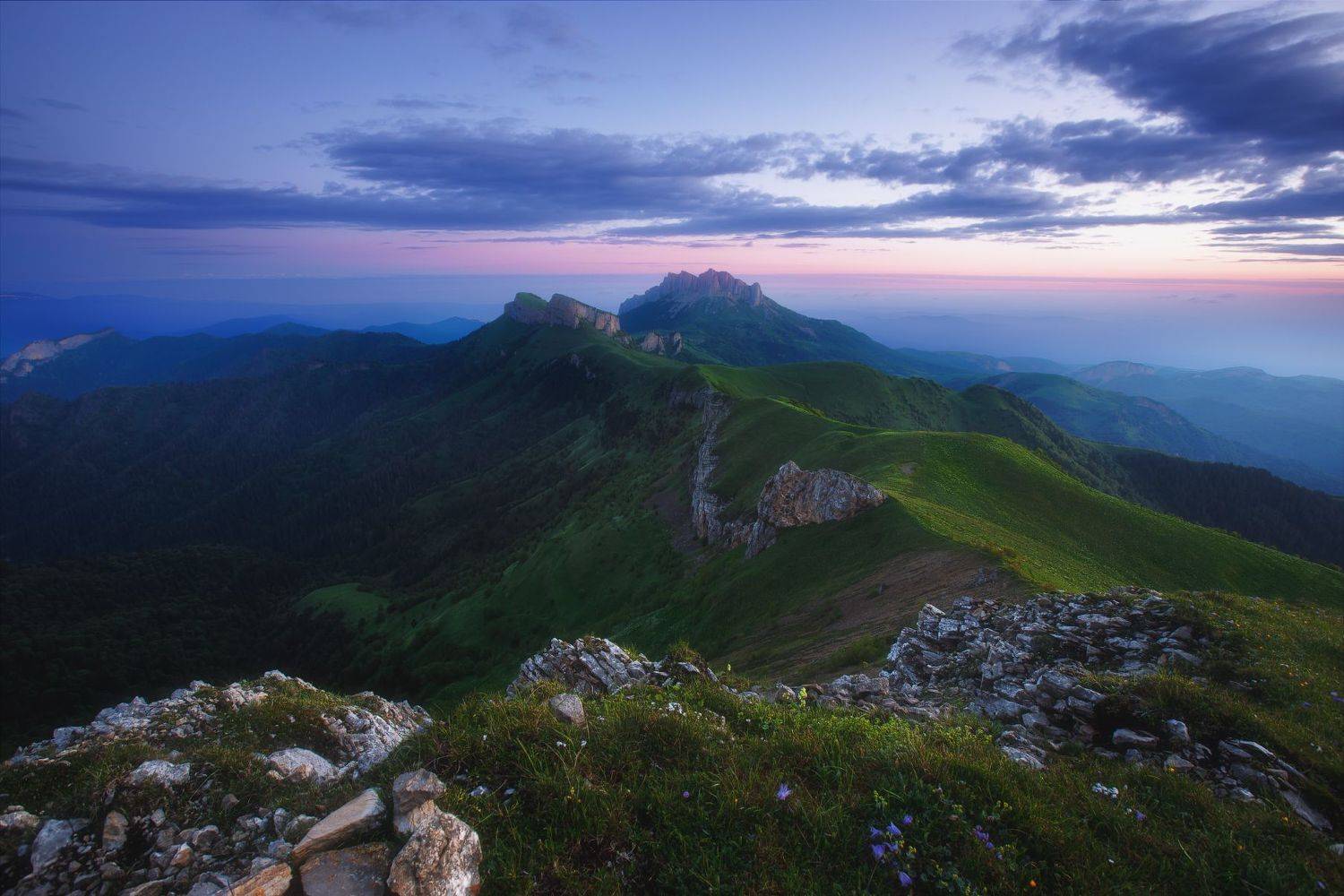 Большой Тхач, рассвет, утро, горы, Кавказ, лето, Дмитрий Шишкин