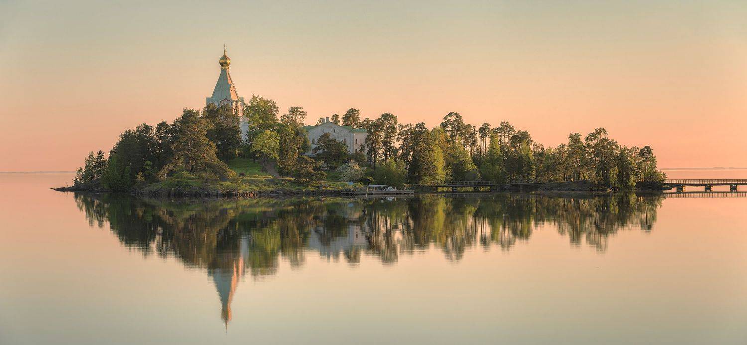 весна, озеро, остров, мост, утро, Гармашов Сергей