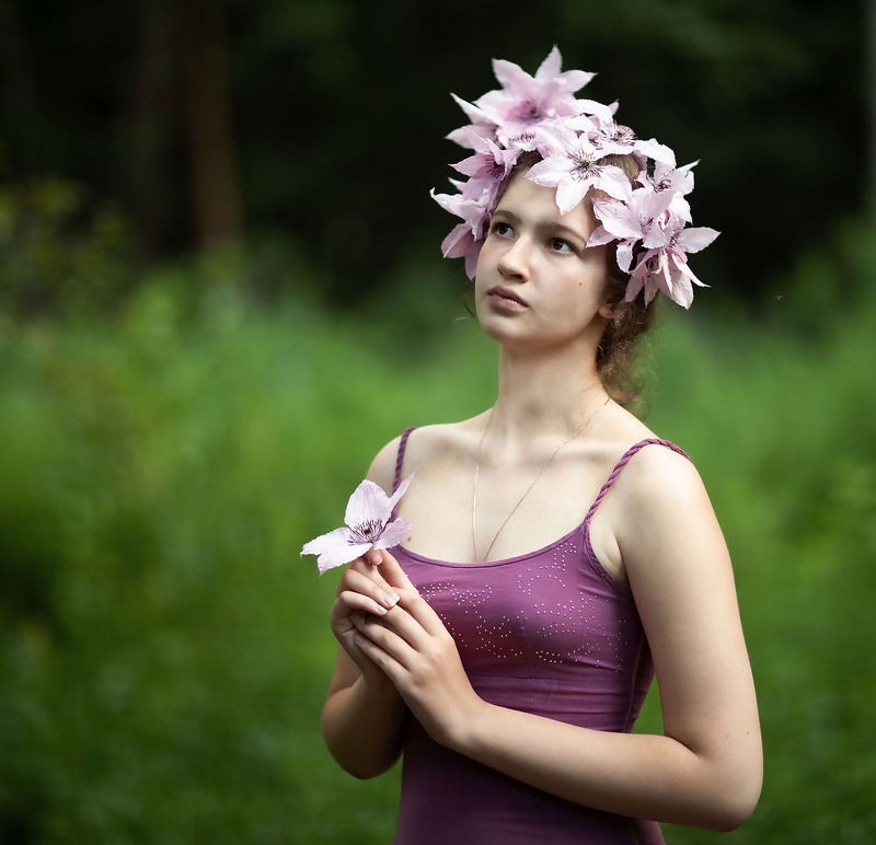 девушка, образ, портрет,нимфа, girl, portrait, flowers, nature Нимфа фото превью