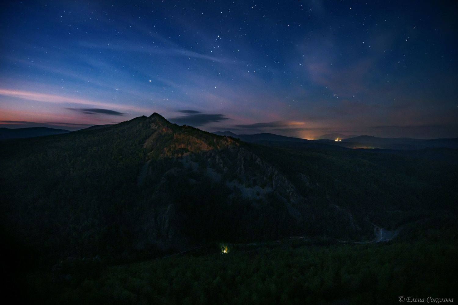 караташ, зубы шурале, айгир, горы, закат, вечер, пейзаж, осень, ночь, звезды, Соколова Елена