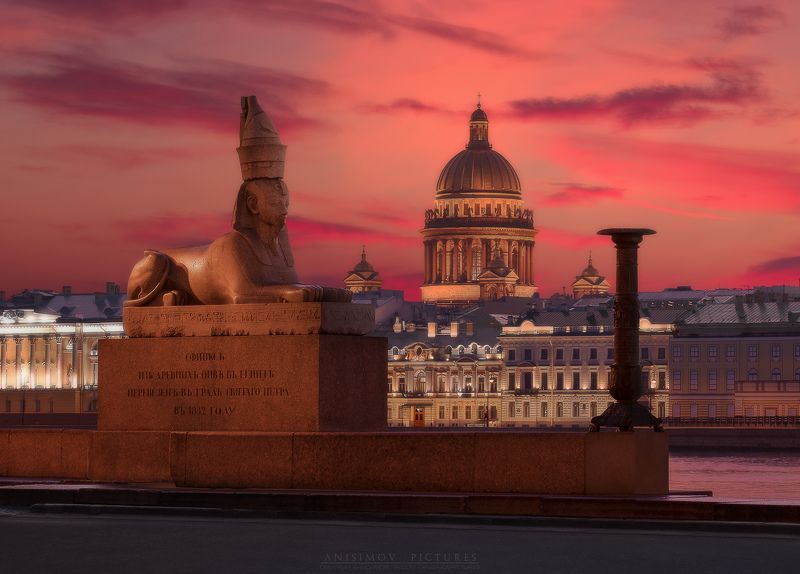 санкт-петербург, рассвет, архитектура, питер, спб, nikon Сфинкс на Университетской набережной. фото превью