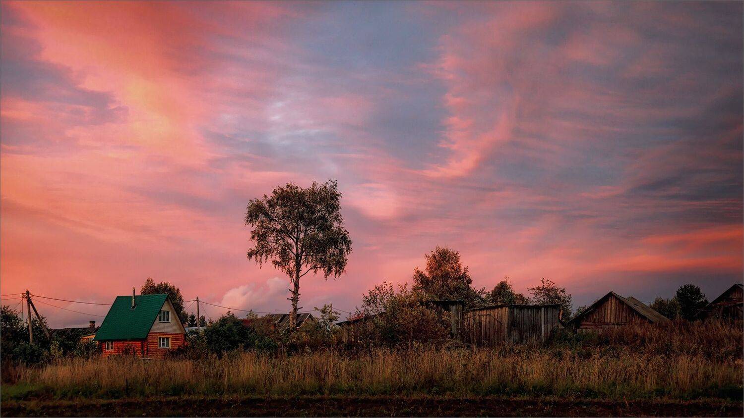 пейзаж, осень, вечер, деревня, небо, свет, цвет, александр никитинский., Никитинский Александр