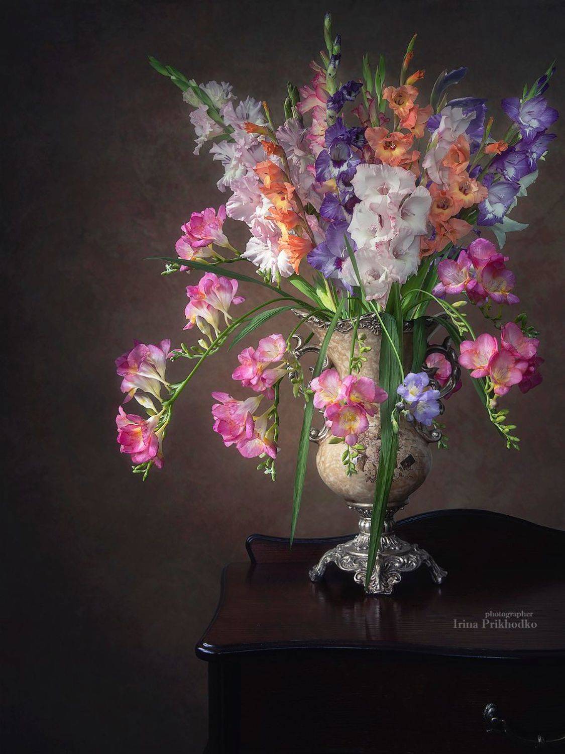 натюрморт, цветы, винтажная ваза, букет, Приходько Ирина