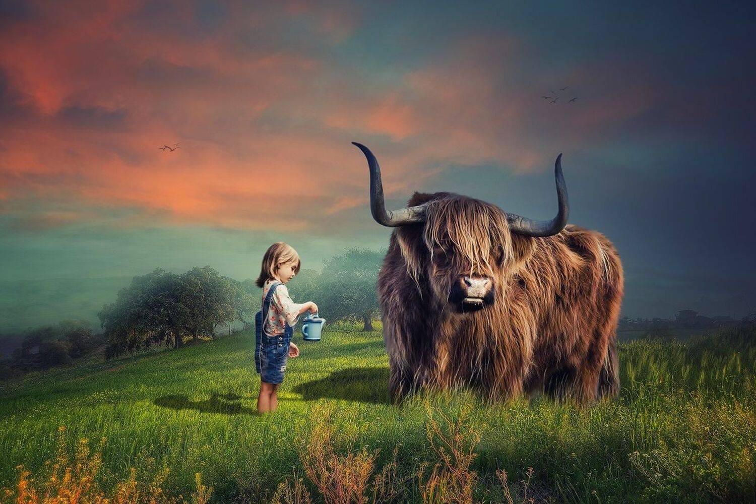 девочка, буйвол, Sergii Vidov