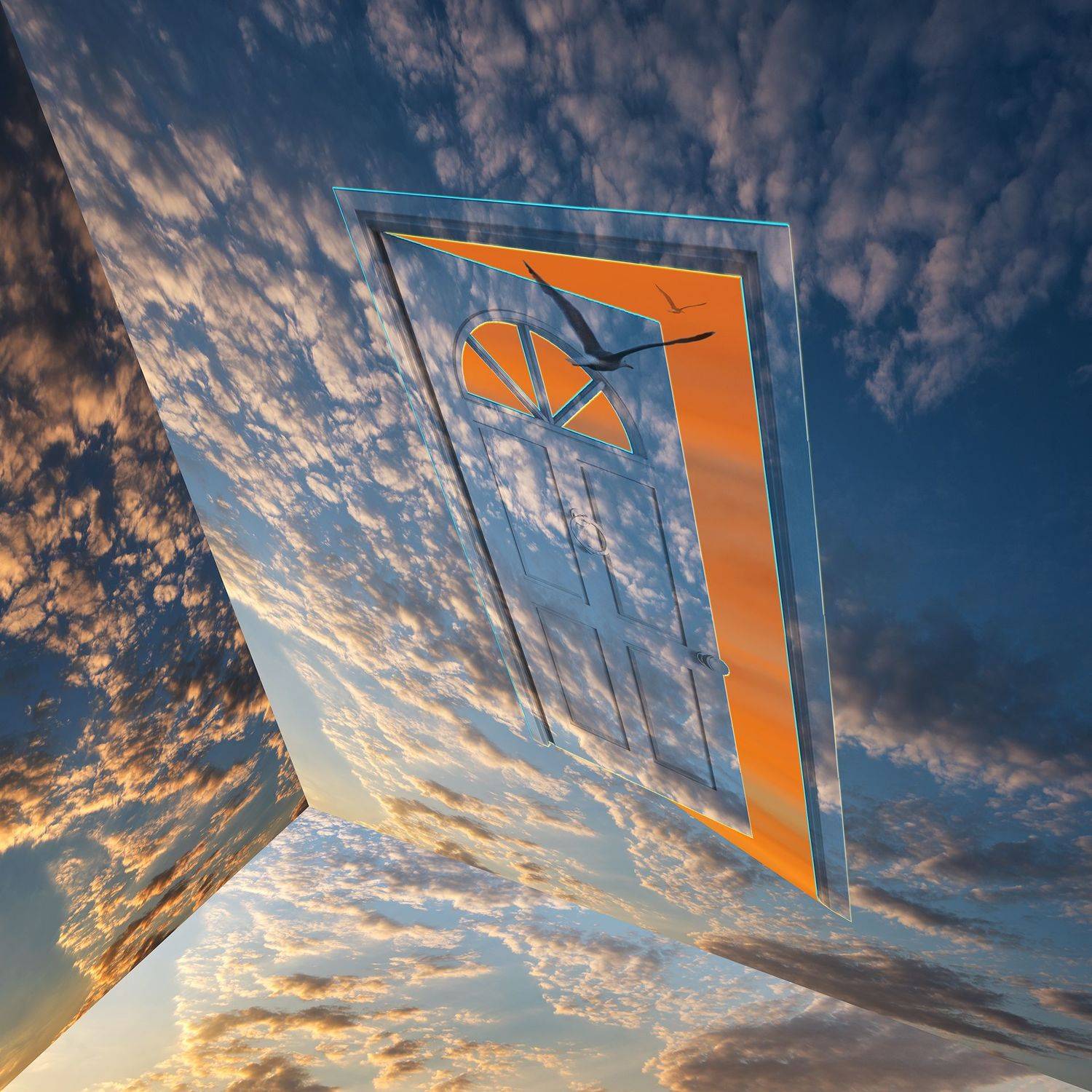 blue, bird, collage, color, colors, concept, conceptual, digital, digital art, door, editing, orange, photo collage, photography, sky, surreal, surrealism,, Dr Didi Baev