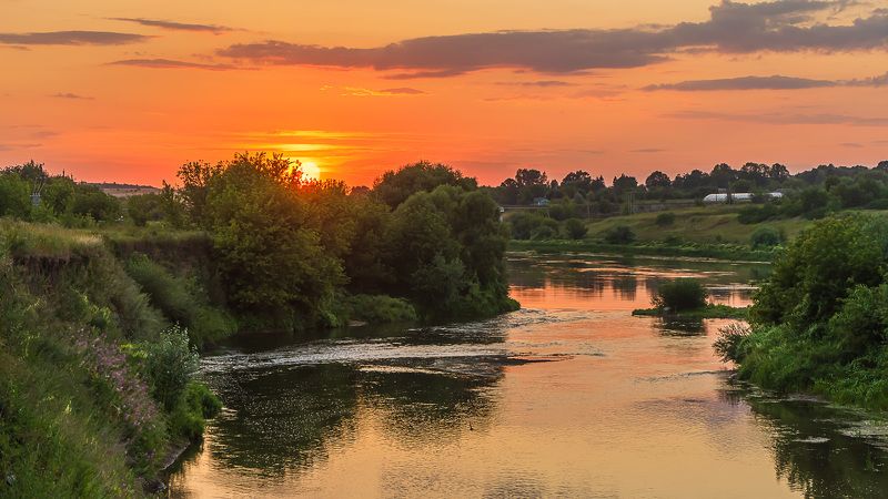 Река Быстрая Сосна.  Закат Солнца. фото превью