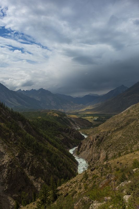 пейзаж, горы, Алтай, река, небо, облака, landscape, Altai, clouds, mountains, river, Карагемский прорыв Карагемский прорыв фото превью