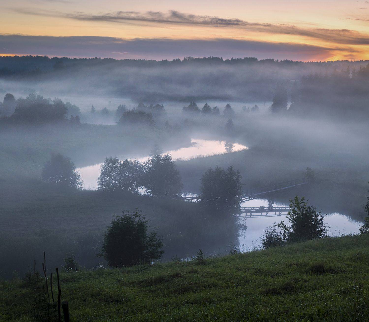 вечер закат река туман, Сергей Буторин
