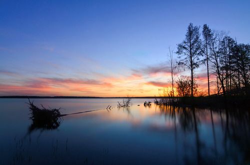Закат над прудом