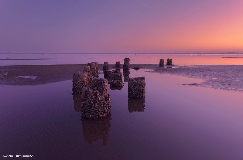 Каспийское море, Море, Остров, Рассвет, Утро Предрассветная фото превью