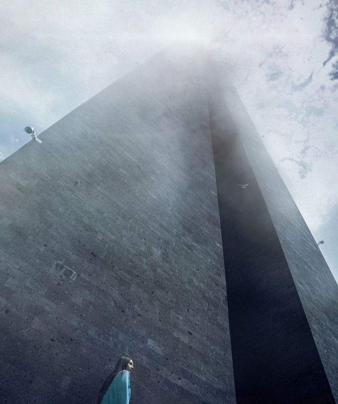 девушка,архитектура,туман,арт Странница фото превью