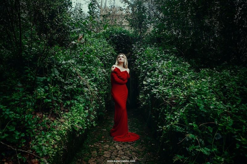 red, dream, lady, green, contrast, woman, passion, sexy, hot Lady in Red фото превью
