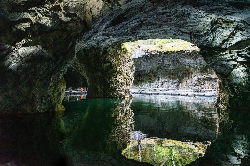 природа, озеро, подземлей, карелия, каньон, вода, мрамор, путешествия Underground lake фото превью