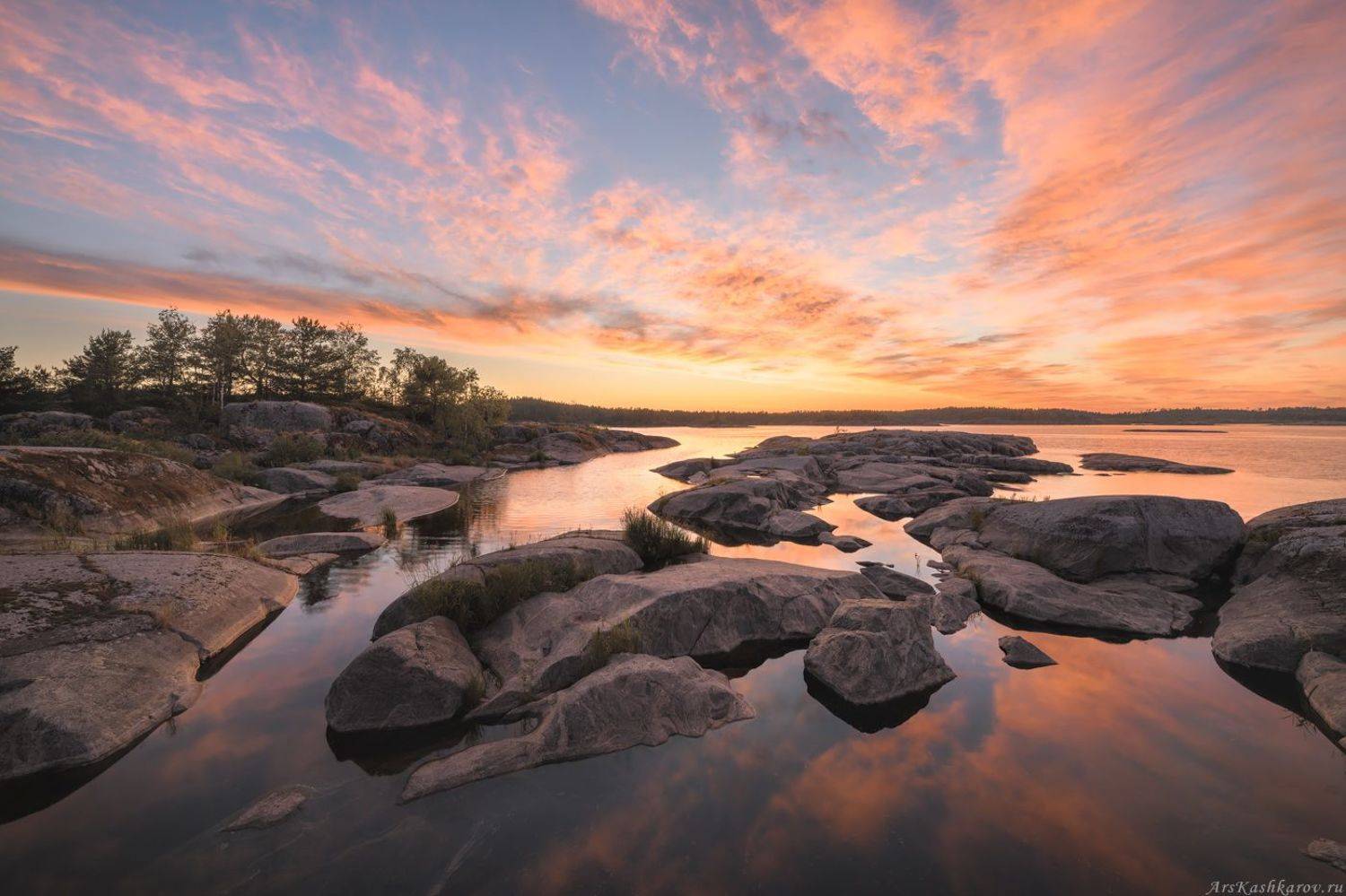 белые ночи, Карелия, шхеры, Ладога, Ладожское озеро, камни, острова, Арсений Кашкаров