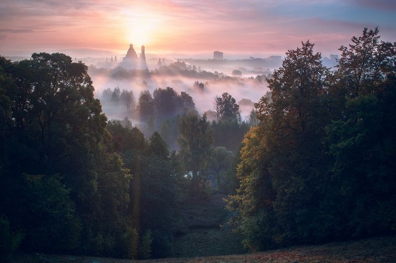 истра, храм, туман, подмосковье Истра на рассвете фото превью