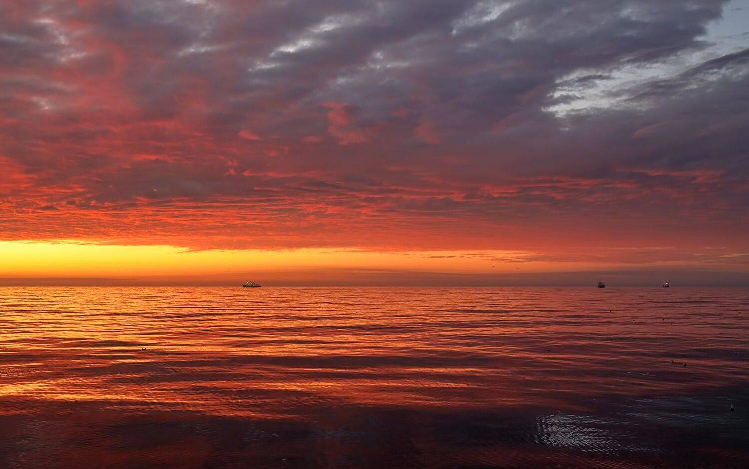 тихий океан, осенний закат, рыбаки, Евгений Паршуков