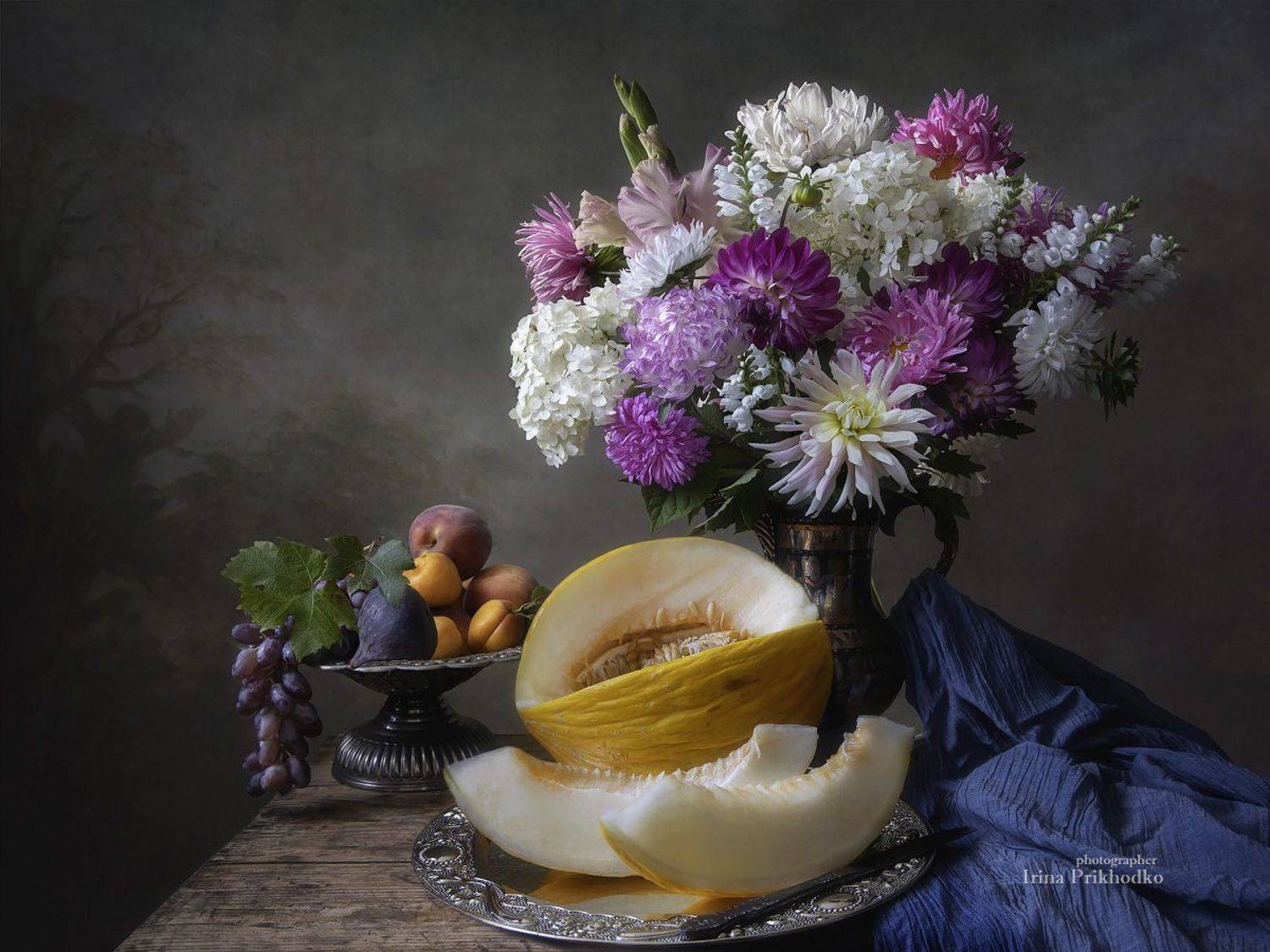 натюрморт, дыня, фрукты, плоды, букеты, цветы, Приходько Ирина