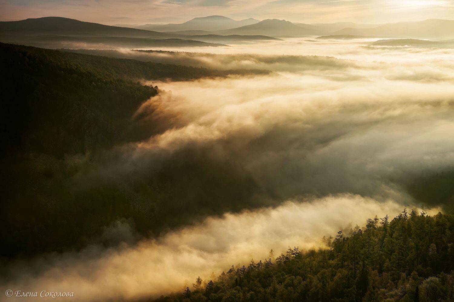 айгир, туман, дымка, утро, рассвет, летний пейзаж, осень, Соколова Елена