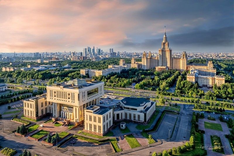 мгу, москва, закат МГУ на закате фото превью