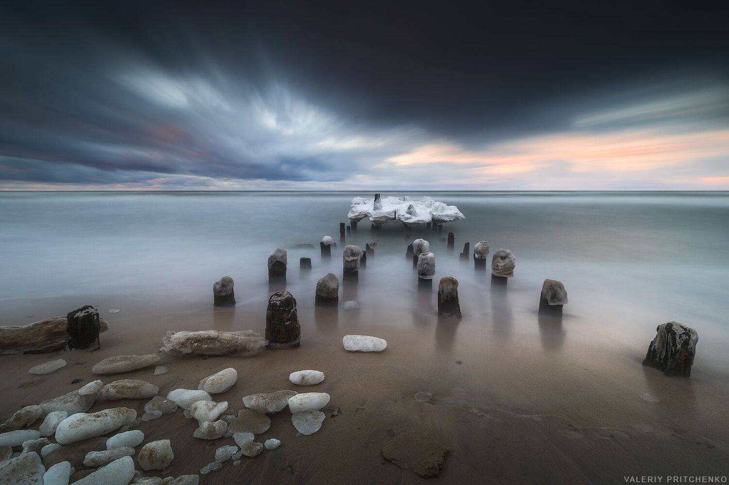 море, пейзаж, зима, вечер, landscape, seascape, winter, evening, sea, Валерий Притченко
