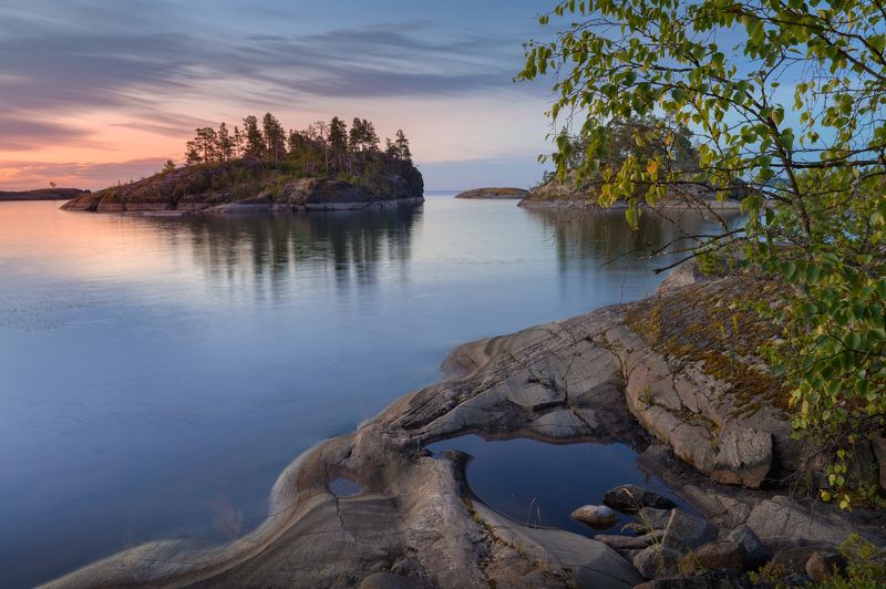 ладога, карелия, острова, шхеры, рассвет На теплых камнях фото превью