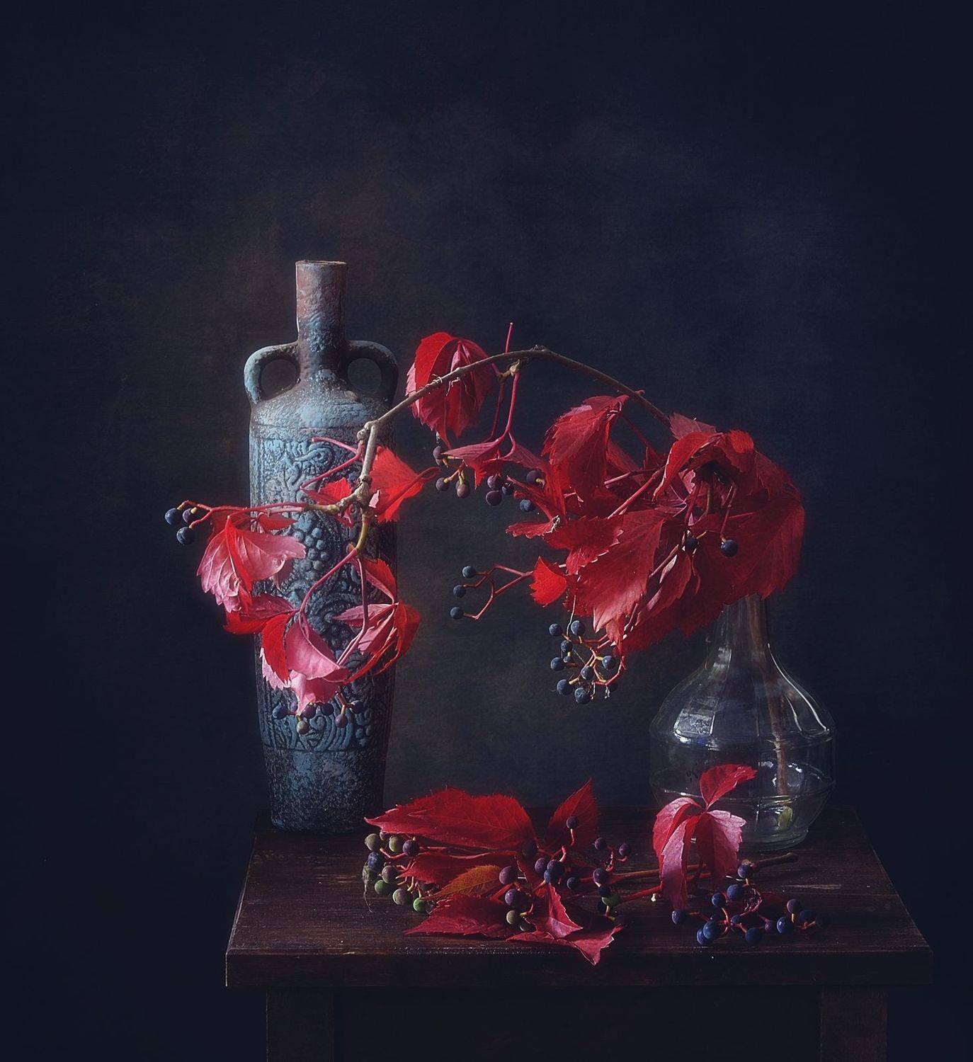 натюрморт,осень,листья,виноград,композиция, Наталия К