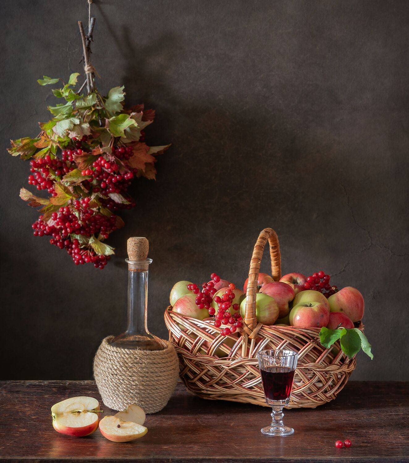 калина, наливка, яблоки, осень, сентябрь, корзина, Галина Тришина