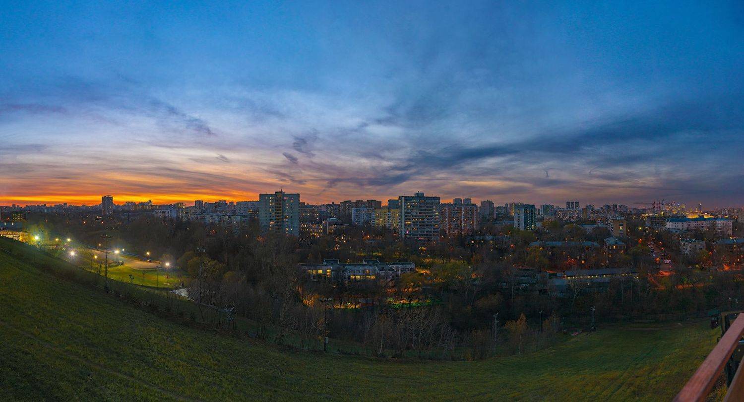 город, вечер, сумерки, огни, подсветка, холм, нагорная, кант, Алексей Денисевич