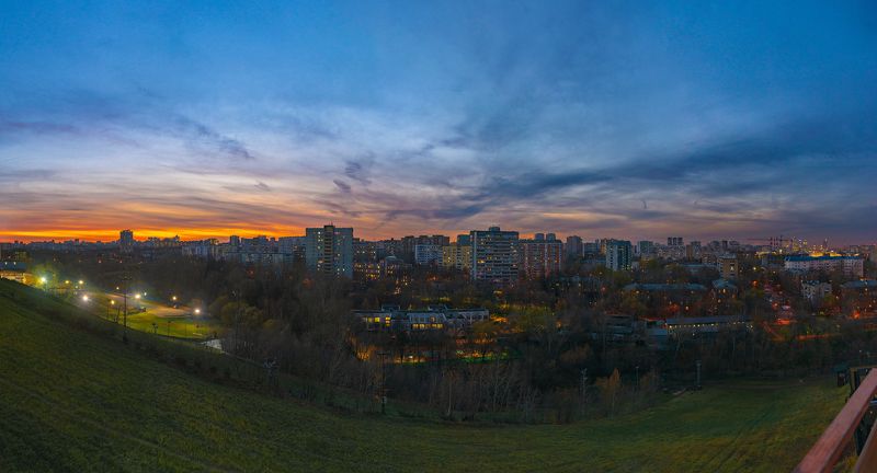 город, вечер, сумерки, огни, подсветка, холм, нагорная, кант На склоне дня фото превью