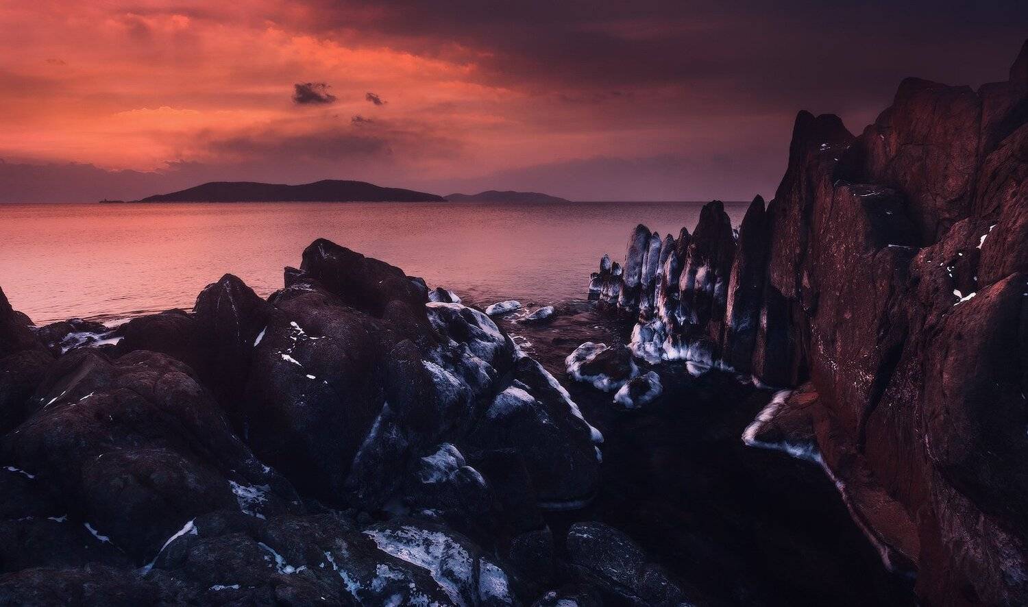 Зима, Море, Скалы, Утро, Андрей Кровлин