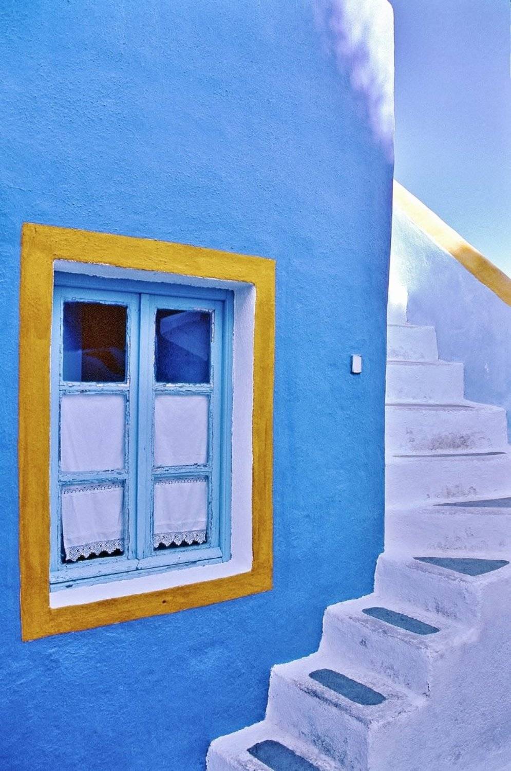 Azzurro, Casa, Finestra, Giallo, Scala, paologr63