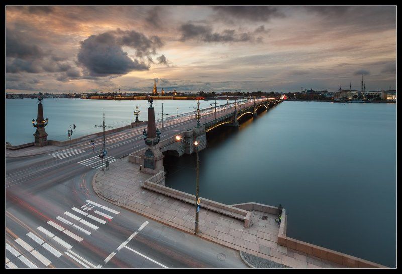 Закат, Мост, Нева, Осень, Река, Санкт-петербург, Троицкий, Эйфель про Питер... фото превью