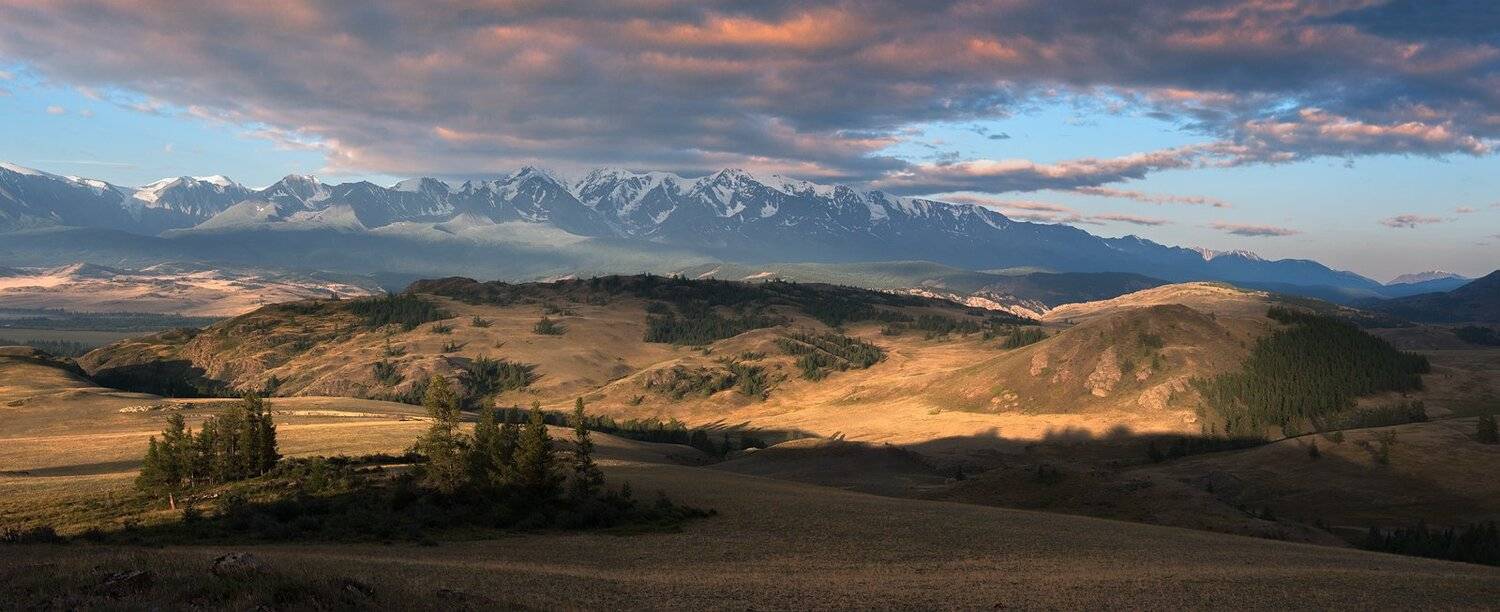 алтай, большой, вершина, высокий, горы, красивый, крутой, панорама, пейзаж, природа, раннее, рассвет, сибирь, степь, утро, холмы, хребет, Дмитрий Антипов