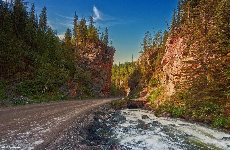 Алтай, Горы, Дорога, Лето, Река Красные ворота. фото превью