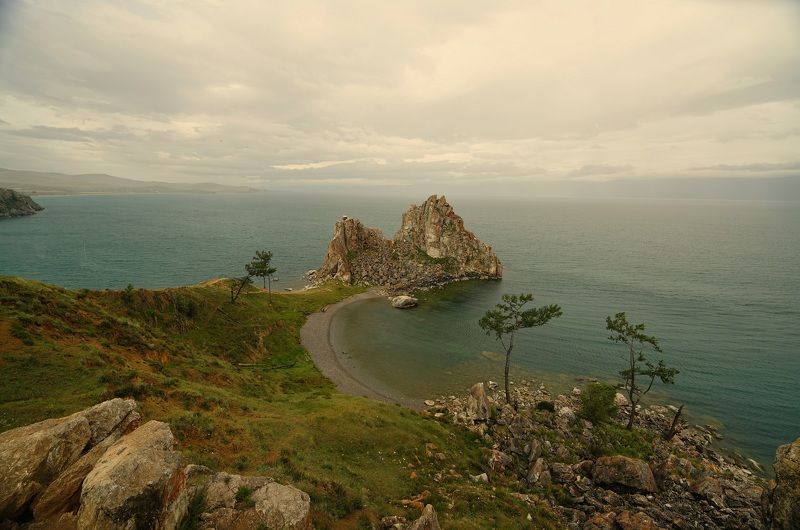 island, lake, sea, sunrise, dawn, sky, morning, rock, nature, landscape, horizon, summer, shore, relief Morning фото превью