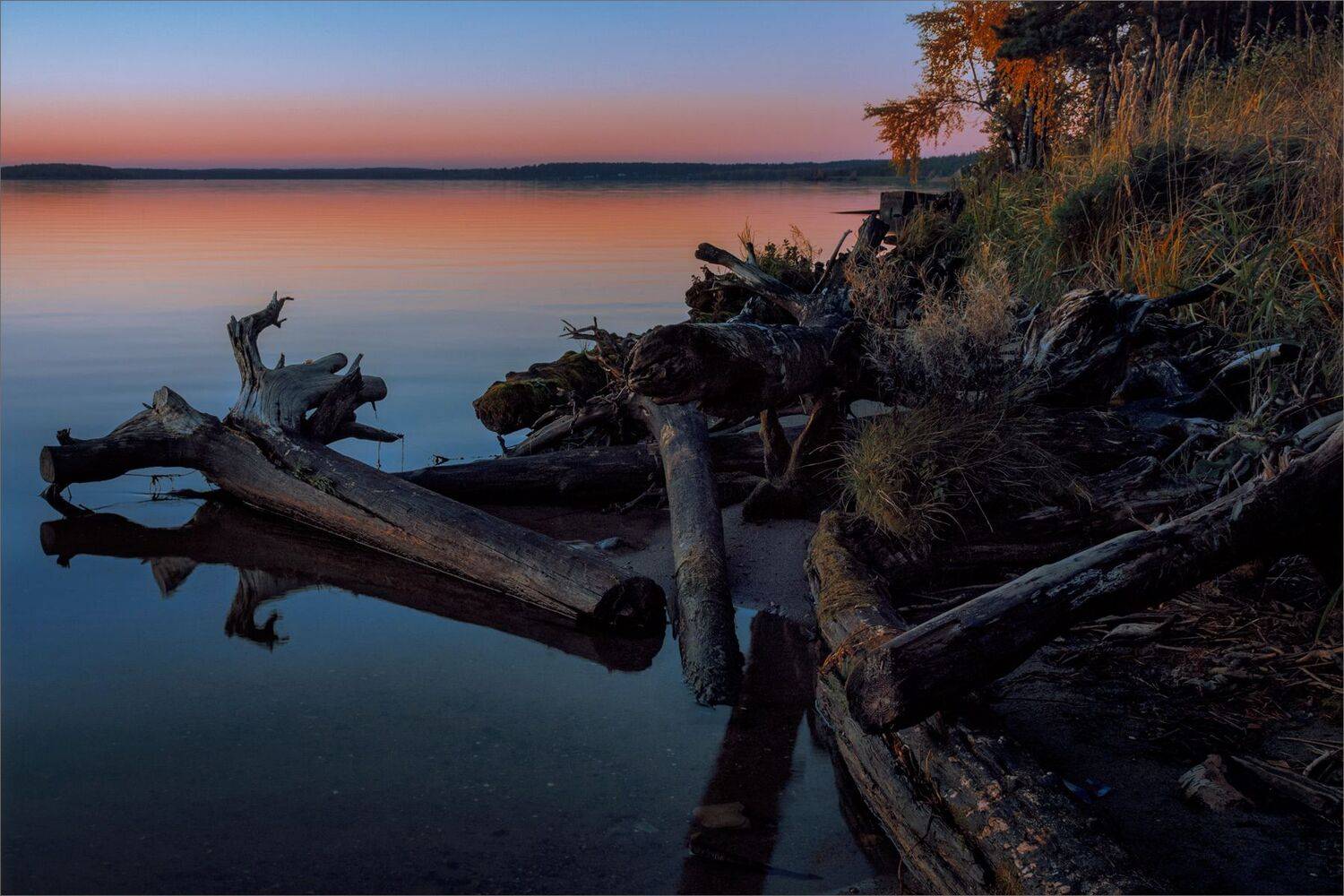 пейзаж, осень, ночь, озеро, цвет, александр никитинский, Никитинский Александр