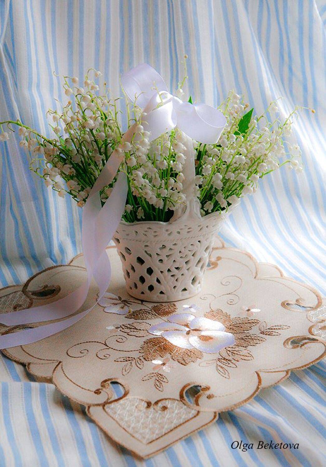 цветы, букет, ландыши, корзиночка, Бекетова Ольга