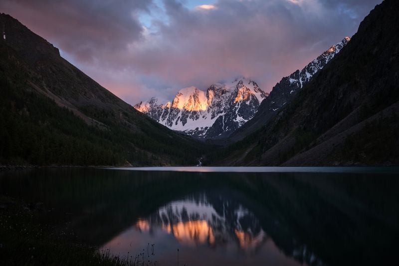 республикаалтай, алтай, шавлинскиеозёра, нижнеешавлинскоеозеро Отражение заката фото превью
