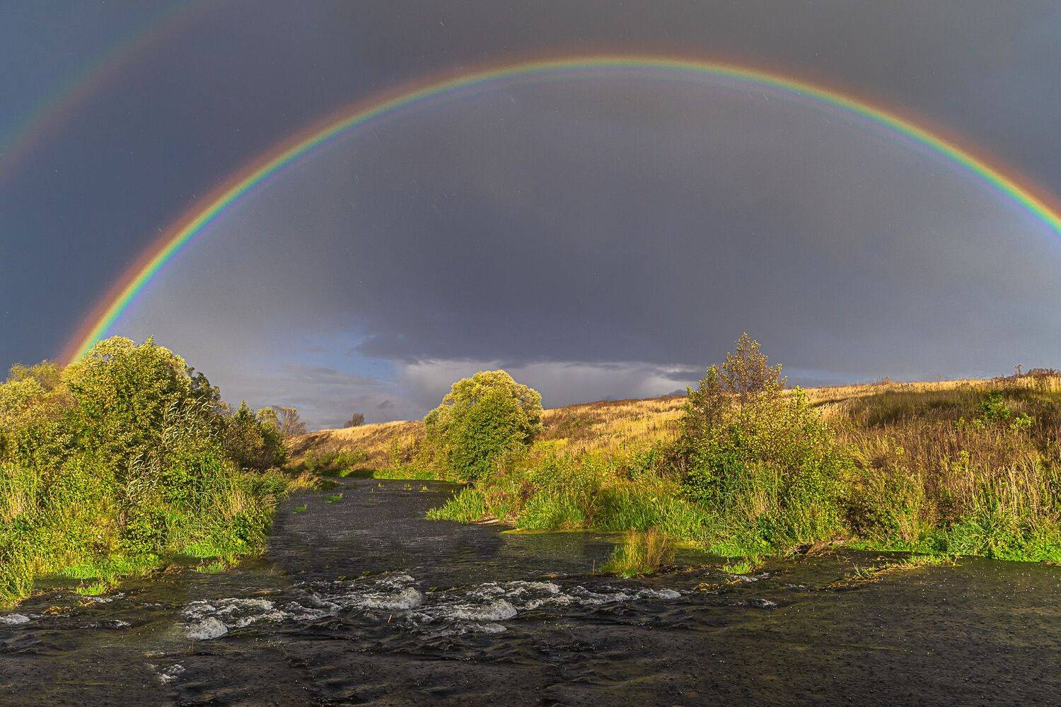 река кшень, радуга, дождь,, Николай Бологов