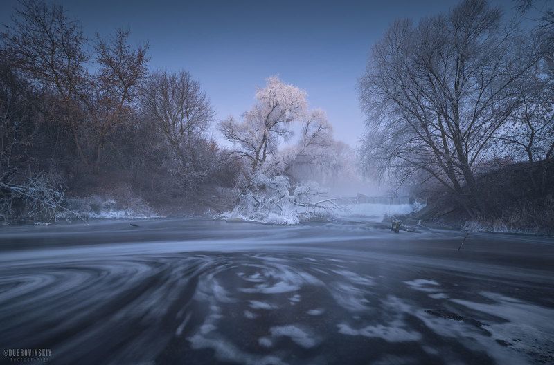 листвянка, река, мороз, иней, рязанская область Листвянка фото превью