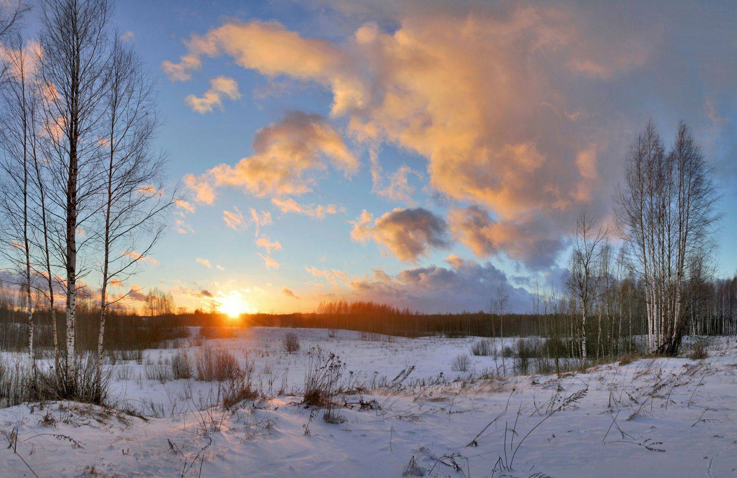 зима , закат , doom44