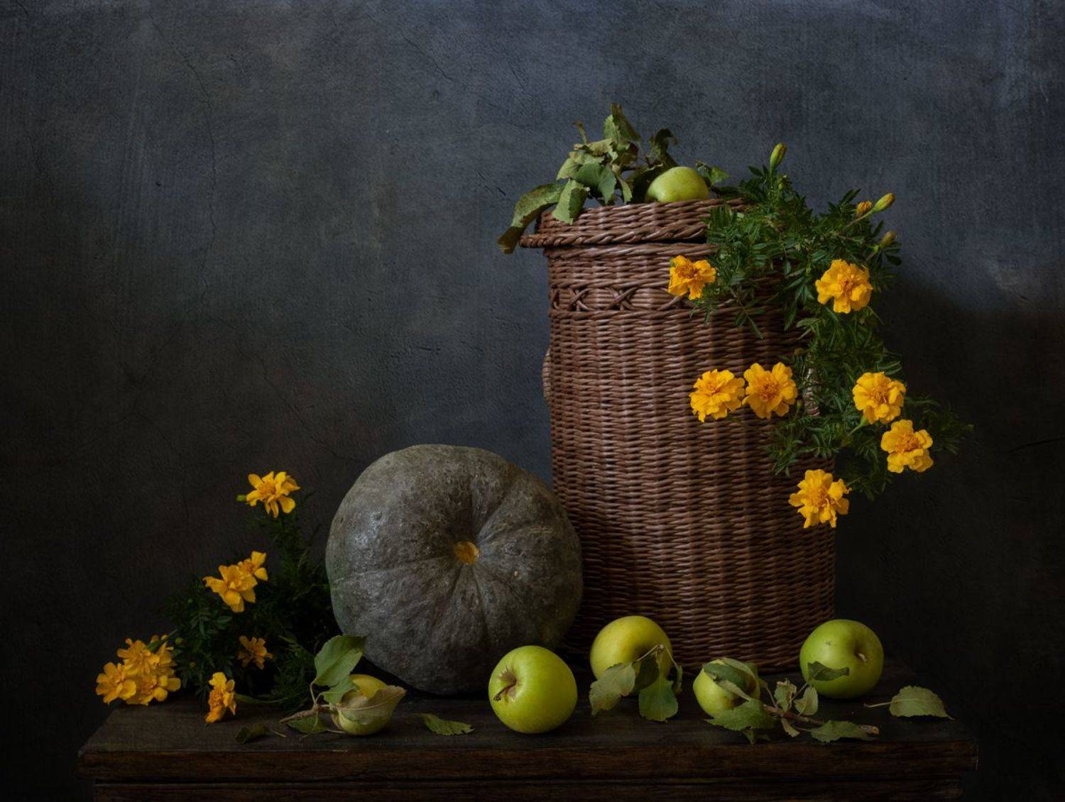 натюрморт, цветы, тыква, Оля