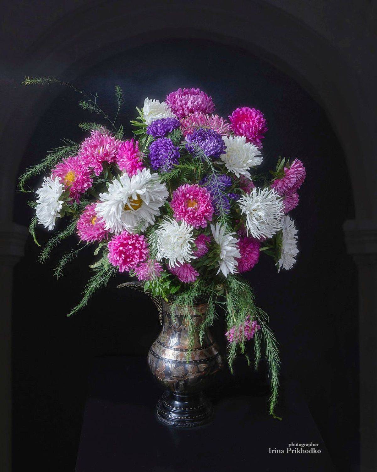 натюрморт, астры, букет, осень, Приходько Ирина