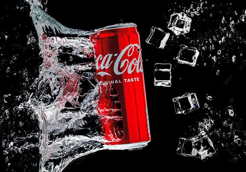 вода, брызги, капли, лёд, cocacola *** фото превью