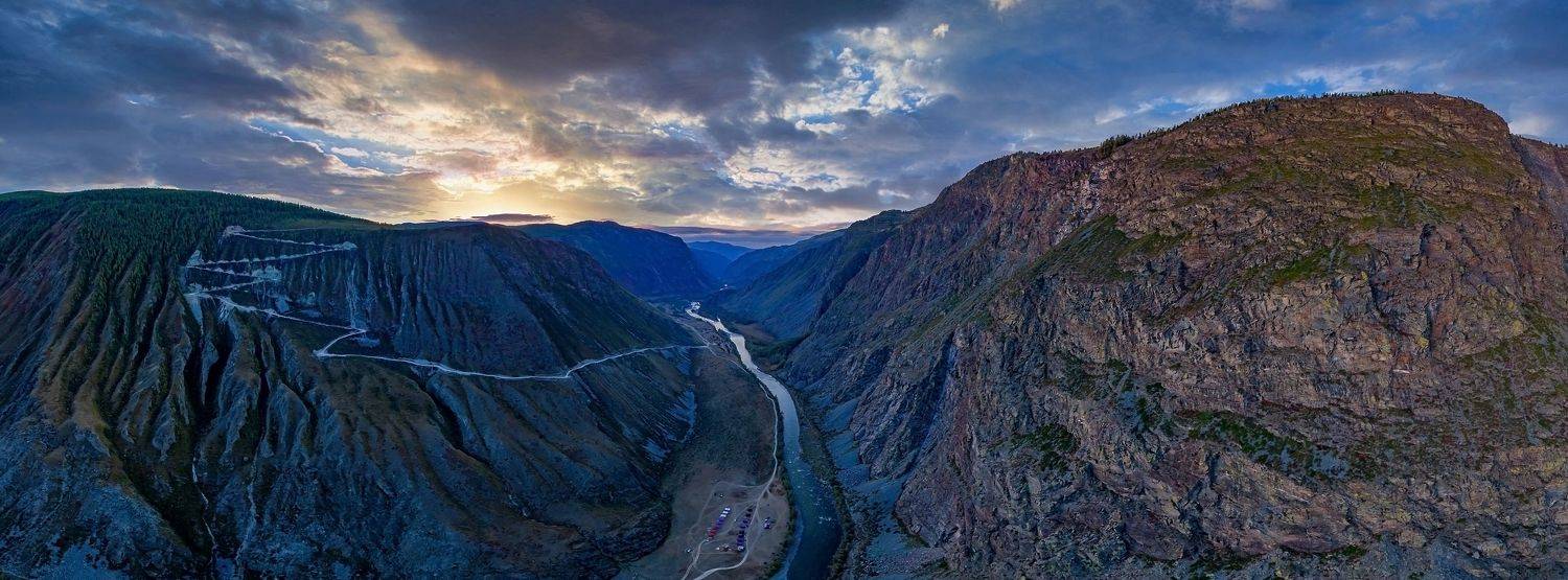 чулышман, каты-ярык, панорама, алтай, природа, dji, copter, закат, sunset, Максим Подосинников