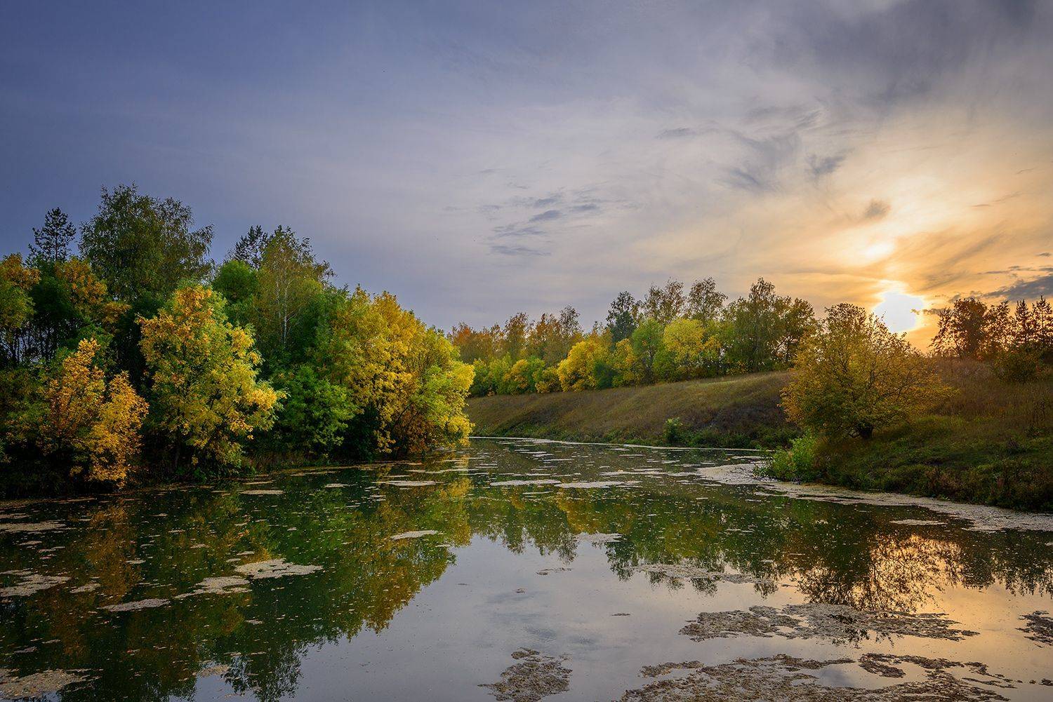 осень октябрь озеро закат, Владислав Никишин