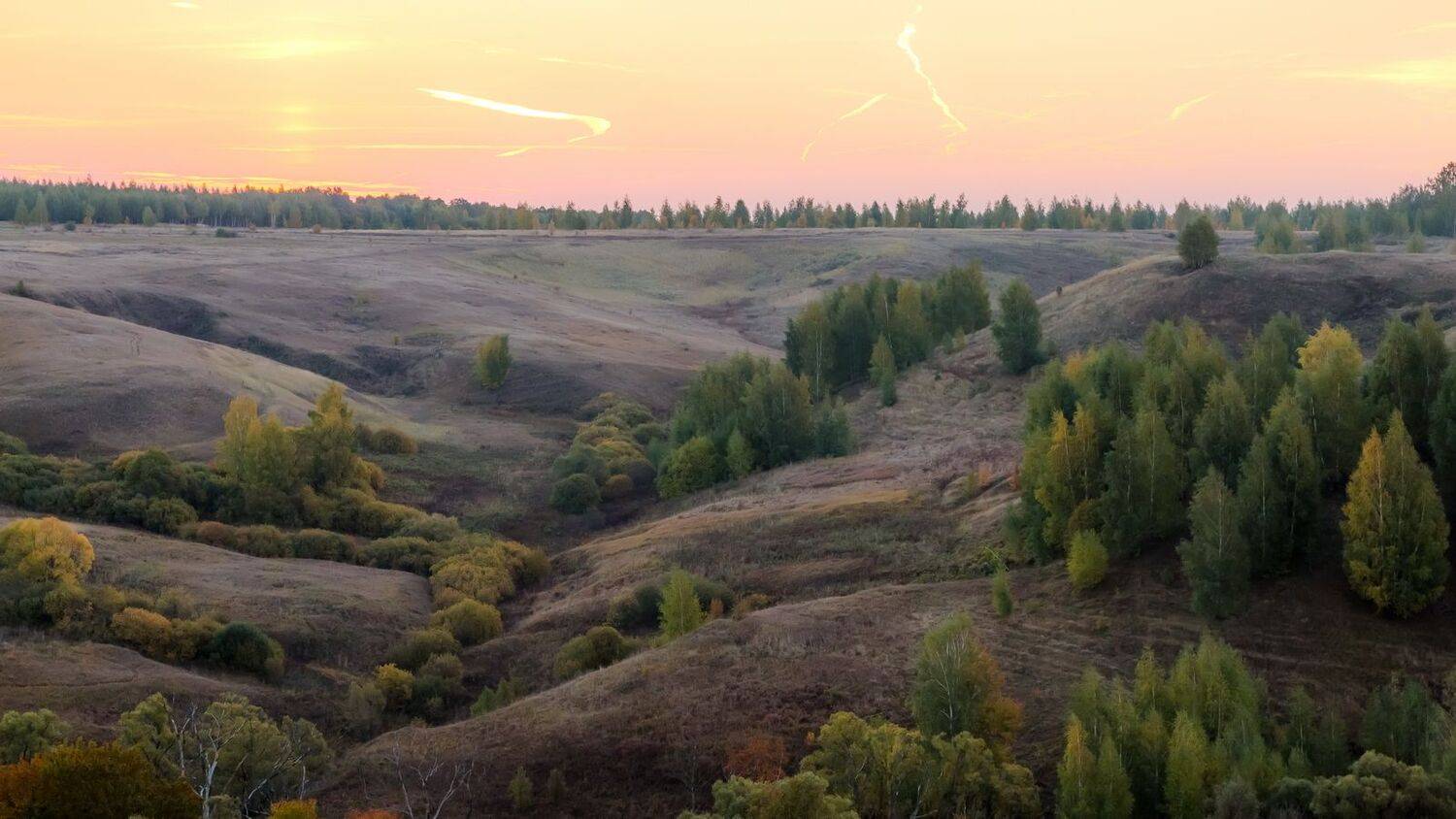 утро, холмы, Пронск, пейзаж, осень, Юрий Морозов