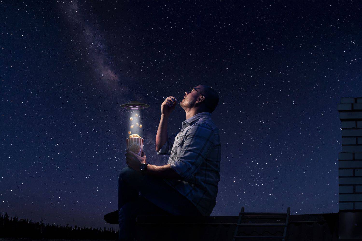 космос звезды нло инопланетяне млечный путь портрет фотошоп ночь, Данилкин Геннадий