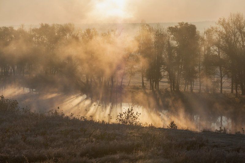 Туманный восход фото превью