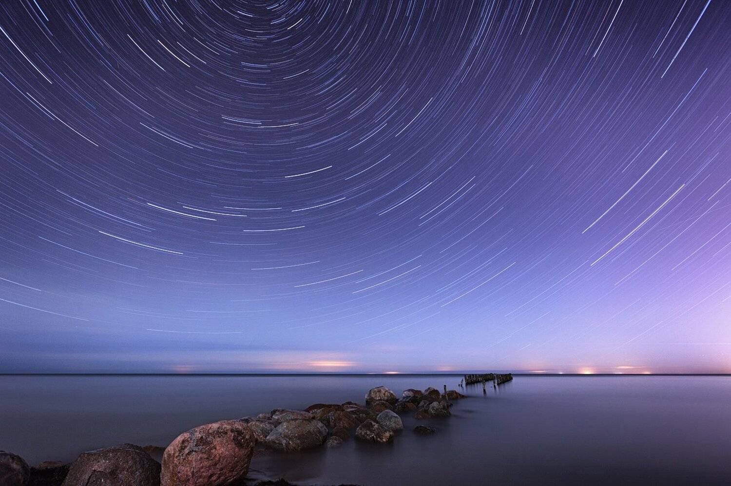 Декабрь, Звезды, Зима, Латвия, Ночь, Пирс, Рижский залив, Треки, Евгений Матюшенков
